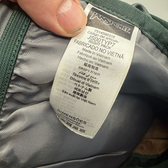 JanSport Right Pack JS00TYP7 Leather Bottom Backpack Green Laptop Bag 15” - Picture 10 of 14